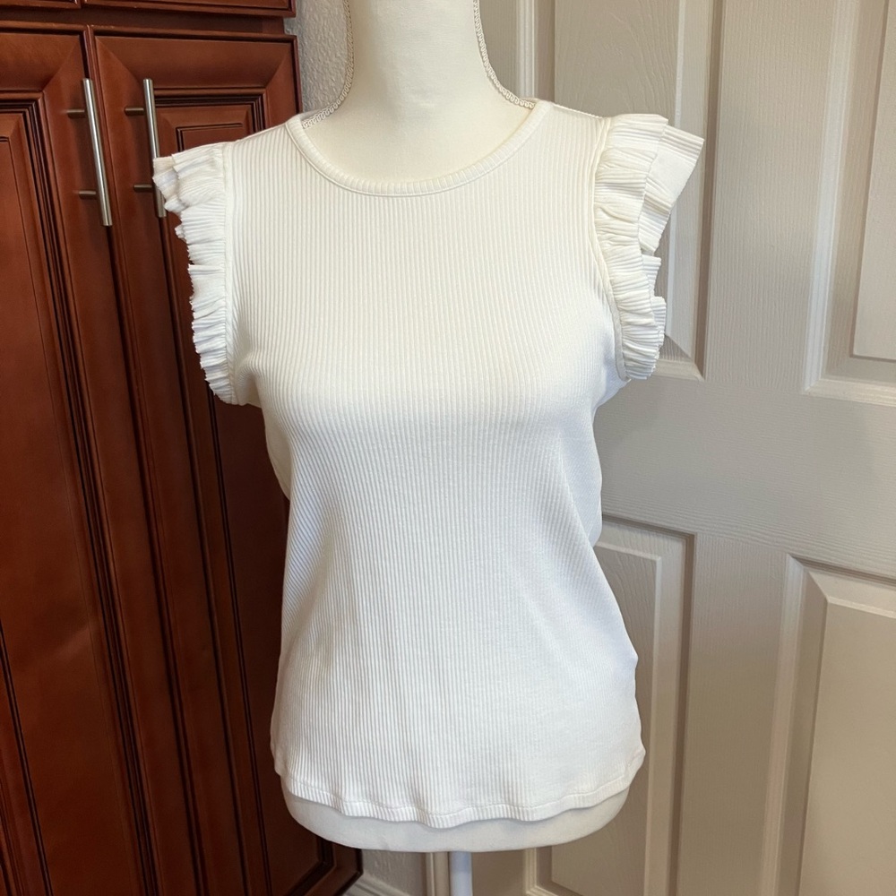 Philosophy white Ruffled Sleeve Women's Top Size:M
